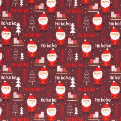 Baumwolle - Weihnachtsmann HoHoHo weinrot